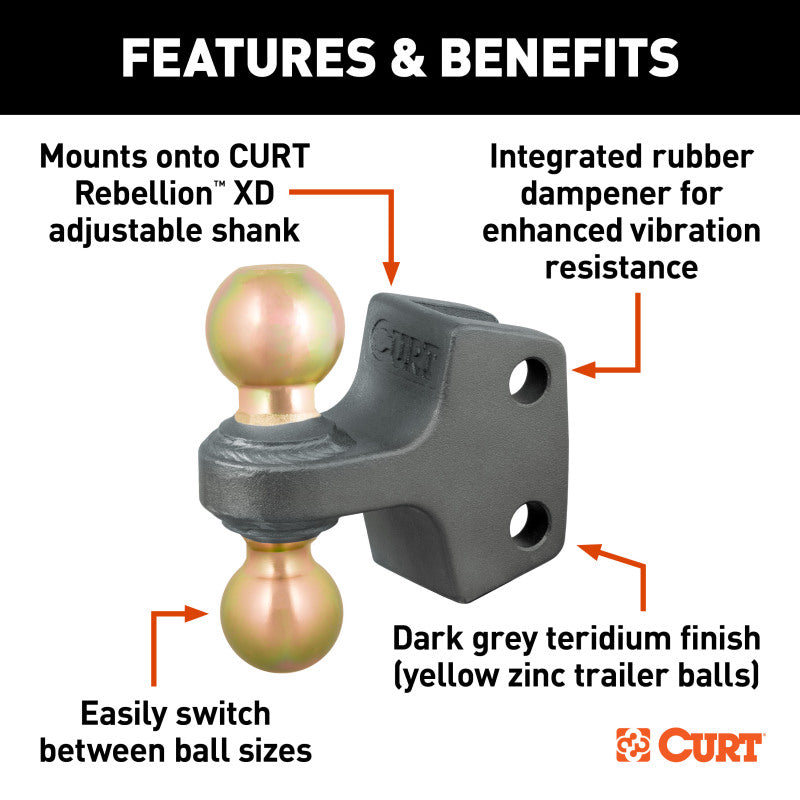 Curt Replacement Rebellion XD Adjustable Dual Ball 2in & 2-5/16in