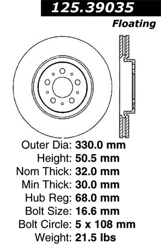 Stoptech 04-07 Volvo S60 / V70 Premium Front CryoStop Brake Rotor