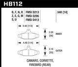 Hawk 84-96 Corvette /88.5-97 Pontiac Firebird Performance Ceramic Street Rear Brake Pad