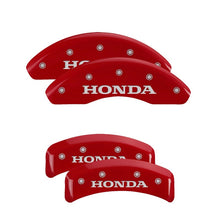 Load image into Gallery viewer, MGP 4 Caliper Covers Engraved Front Honda Engraved Rear H Logo Red finish silver ch