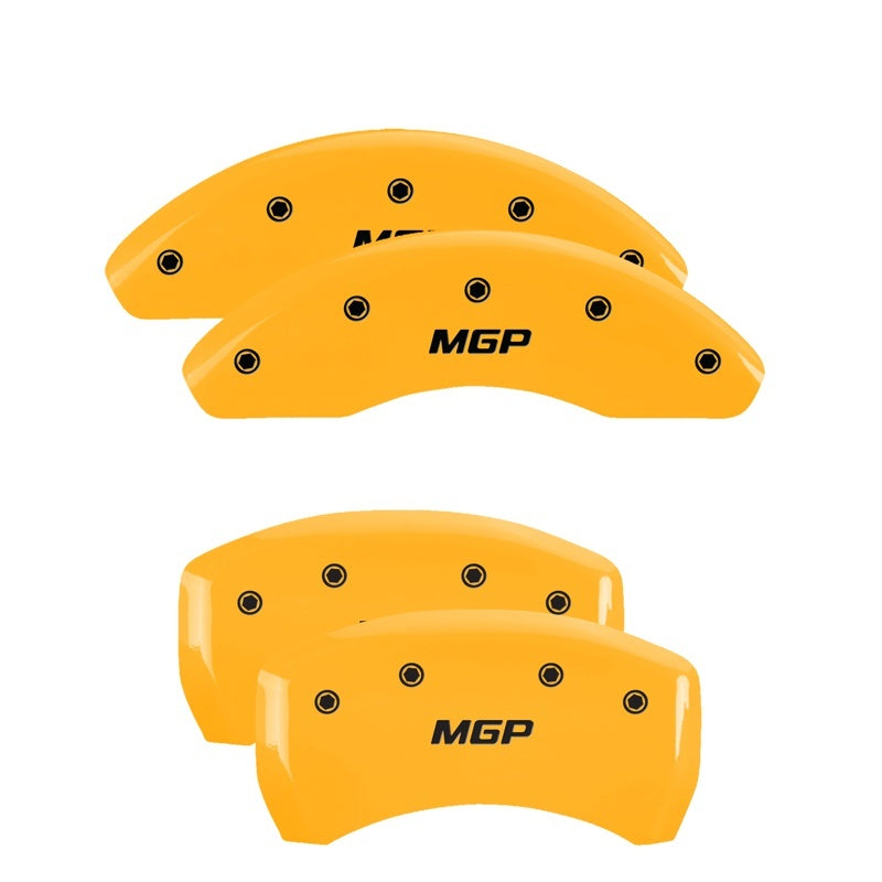 MGP 4 Caliper Covers Engraved Front & Rear MGP Yellow Finish Black Char 2009 Nissan Altima