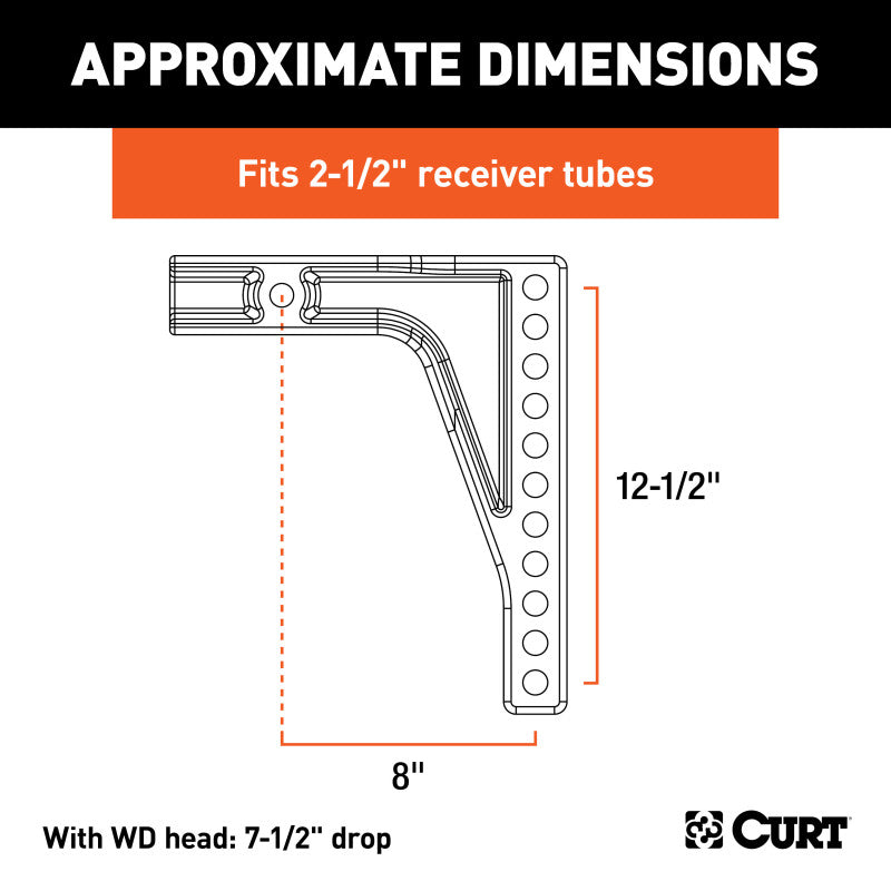 Curt Weight Distribution Shank (2-1/2in Shank 8in Drop)