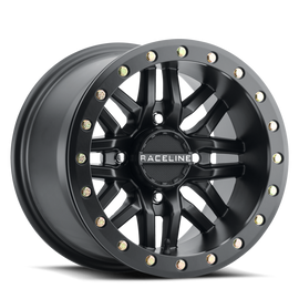 Raceline A91B Ryno 15x10in / 4x156 BP / 0mm Offset / 132.5mm Bore - Satin Black Beadlock Wheel