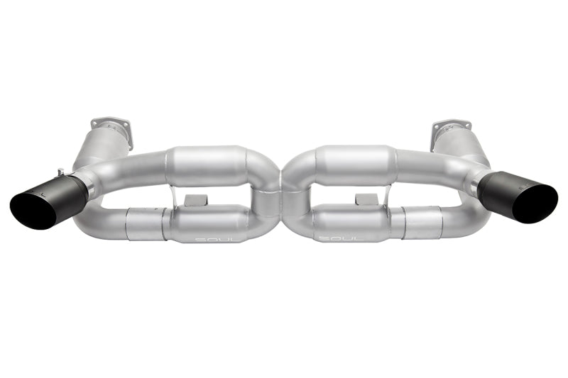 SOUL 06-09 Porsche 997.1 Turbo Sport X-Pipe Exhaust (w/ 200 Cell Cats) - GT2 Style Satin Black Tips