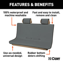 Load image into Gallery viewer, Curt Seat Defender 58in x 55in Removable Waterproof Gray Bench Seat Cover