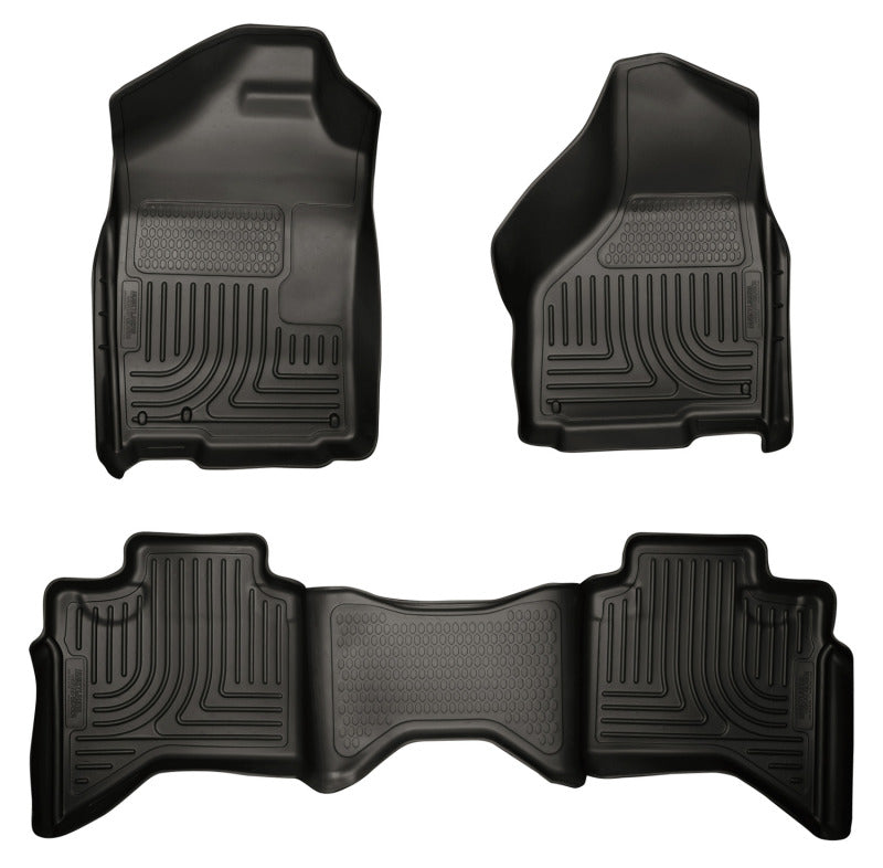 Husky Liners 09-12 Dodge Ram 1500 Quad Cab WeatherBeater Black Front & Second Seat Floor Liner - GTR Auto