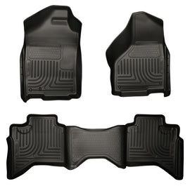 Husky Liners 09-12 Dodge Ram 1500 Quad Cab WeatherBeater Black Front & Second Seat Floor Liner - GTR Auto