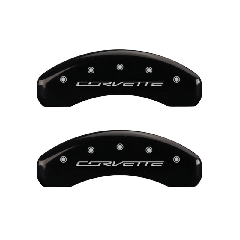 MGP 4 Caliper Covers Engraved Front & Rear C7/Corvette Black finish silver ch