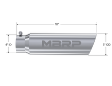 Load image into Gallery viewer, MBRP Universal 5in OD Angled Rolled End 4in Inlet 18in Length T304 Exhaust Tip