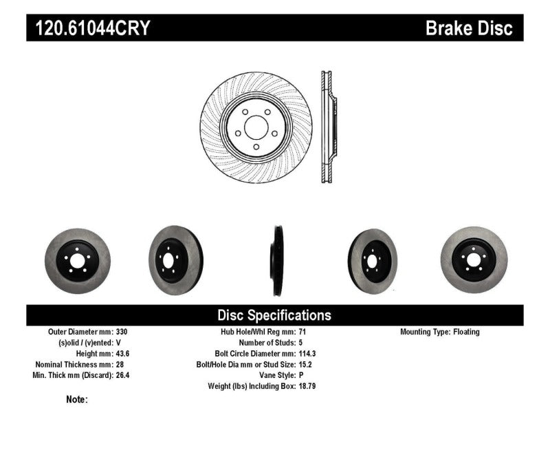 Stoptech 94-04 Ford Mustang Front CRYO-STOP Rotor