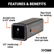 Load image into Gallery viewer, Curt 10in Raw Steel Receiver Tubing (2-1/2in Receiver)