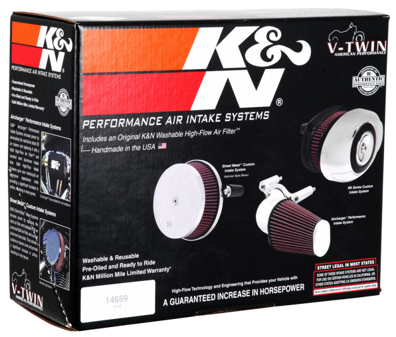K&N 08-10 Harley-Davidson Touring Models Performance Intake Kit - Bright Aluminized