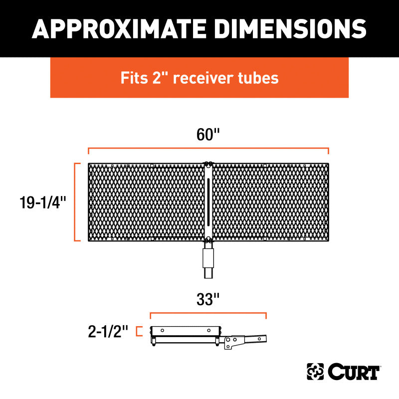 Curt 60in x 20in Tray-Style Cargo Carrier (Folding 2in Shank)