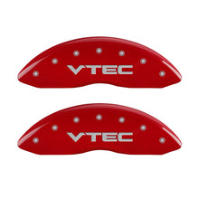 Load image into Gallery viewer, MGP 4 Caliper Covers Engraved Front &amp; Rear Vtech Red finish silver ch