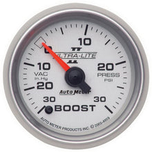 Load image into Gallery viewer, Autometer Ultra-Lite II 52mm 30 In Hg-Vac/30 PSI Full Sweep Electronic Vacuum/Boost Gauge