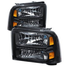 Load image into Gallery viewer, Xtune Ford F250/350/450 Super Duty 05-07 Crystal Headlights w/ LED Black HD-JH-FS05-LED-BK