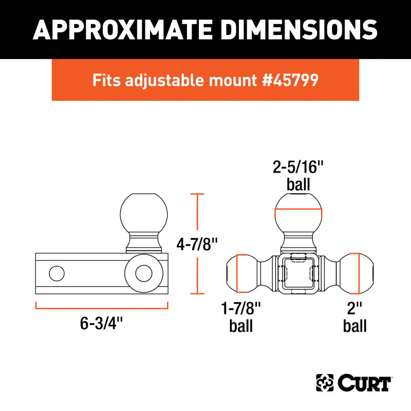 Curt Replacement Adjustable Tri-Ball Head for 45799