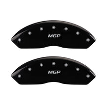 Load image into Gallery viewer, MGP Front set 2 Caliper Covers Engraved Front MGP Black finish silver ch