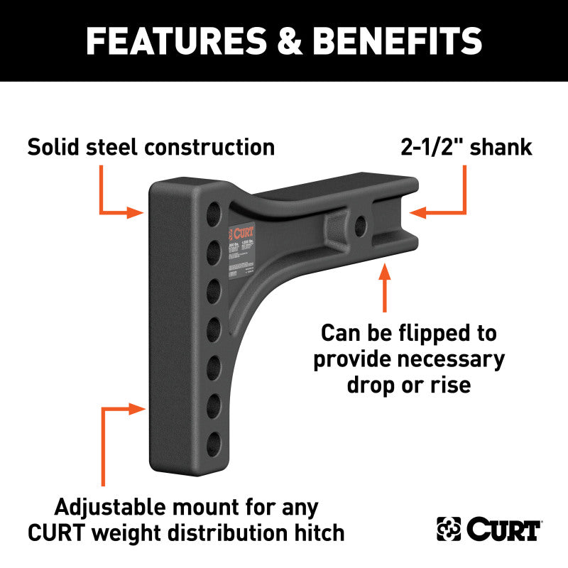 Curt Weight Distribution Shank (2-1/2in Shank 2in Drop 6in Rise)