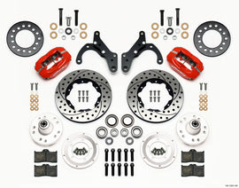 Wilwood Forged Dynalite Front Kit 11.00in Drill-Red 65-68 Chevy Impala -Drum Spindle