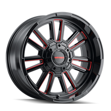 Load image into Gallery viewer, Mayhem 8115 Apollo 20x9 / 5x139.7 BP / 0mm Offset / 110mm Hub Black w/ Prism Red Wheel