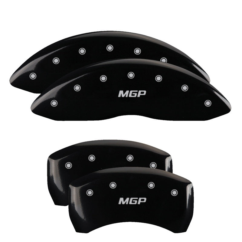 MGP 4 Caliper Covers Engraved Front & Rear MGP Black Finish Silver Characters 2018 Toyota Camry