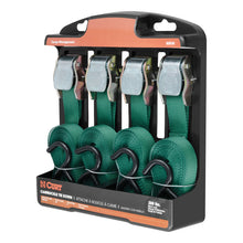 Load image into Gallery viewer, Curt 16ft Dark Green Cargo Straps w/S-Hooks (300lbs 4-Pack)