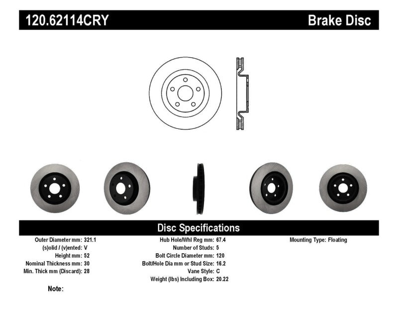 StopTech 08-09 Pontiac G8 Front CRYO-STOP Rotor