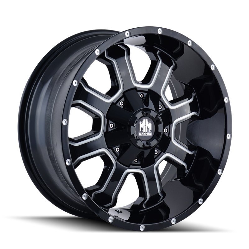 Mayhem 8103 Fierce 20x9 / 6x135 BP / 0mm Offset / 106mm Hub Black w/ Milled Spokes Wheel