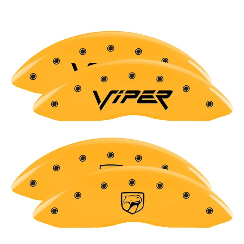 MGP 4 Caliper Covers Engraved Front Viper Rear Snake Yellow Finish Black Char 2002 Dodge Viper