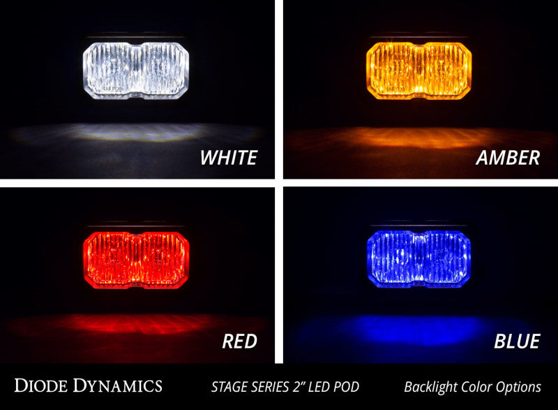 Diode Dynamics Stage Series 2in LED Pod Pro - White Combo Flush BBL (Pair)