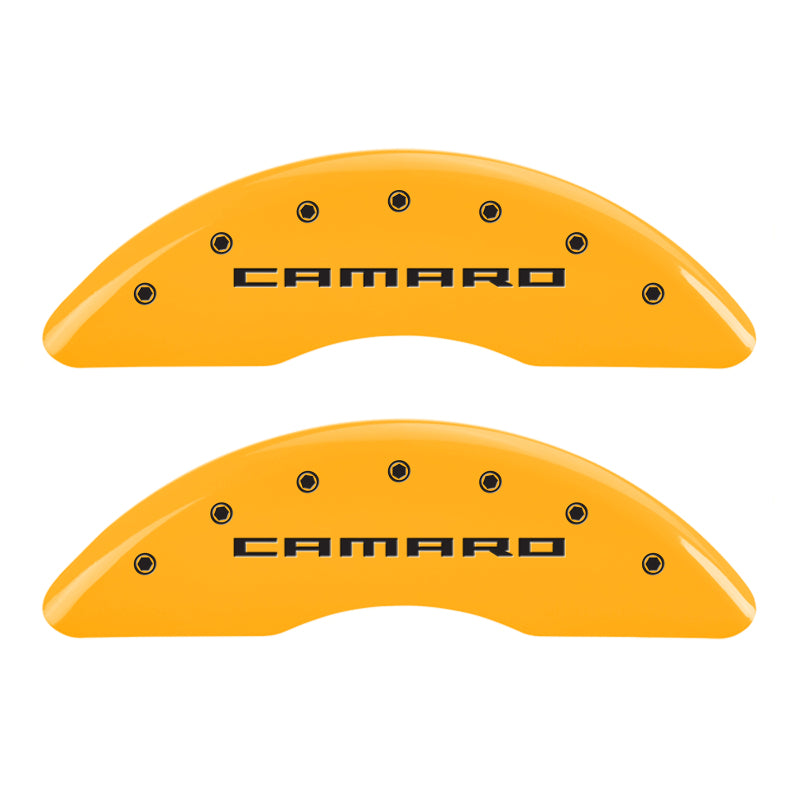 MGP 4 Caliper Covers Engraved Front & Rear Gen 5/Camaro Yellow finish black ch