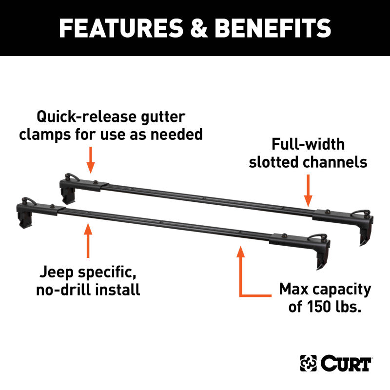 Curt Wrangler JL/Gladiator Roof Rack Crossbars (2 Pack)