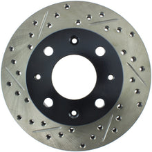 Load image into Gallery viewer, StopTech 90-91 Honda CRX HF 1.5L / 00-06 Honda Insight MIT/CVT Slotted &amp; Drilled Right Front Rotor
