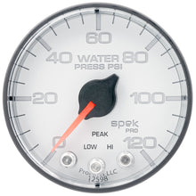 Load image into Gallery viewer, Autometer Spek-Pro 2 1/16in 120PSI Stepper Motor W/Peak &amp; Warn White/Black Water Pressure Gauge