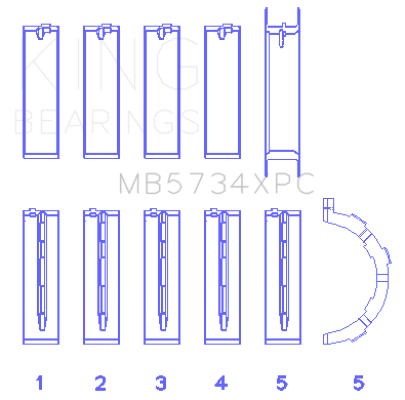 King Engine Bearings Ford 302cid Coyote Coated (Size .026) Crankshaft Main Bearings (Set of 5)