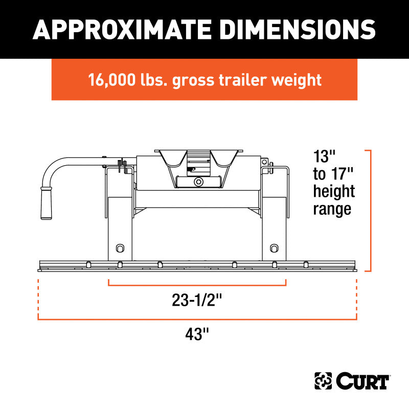 Curt E16 5th Wheel Hitch w/Rails