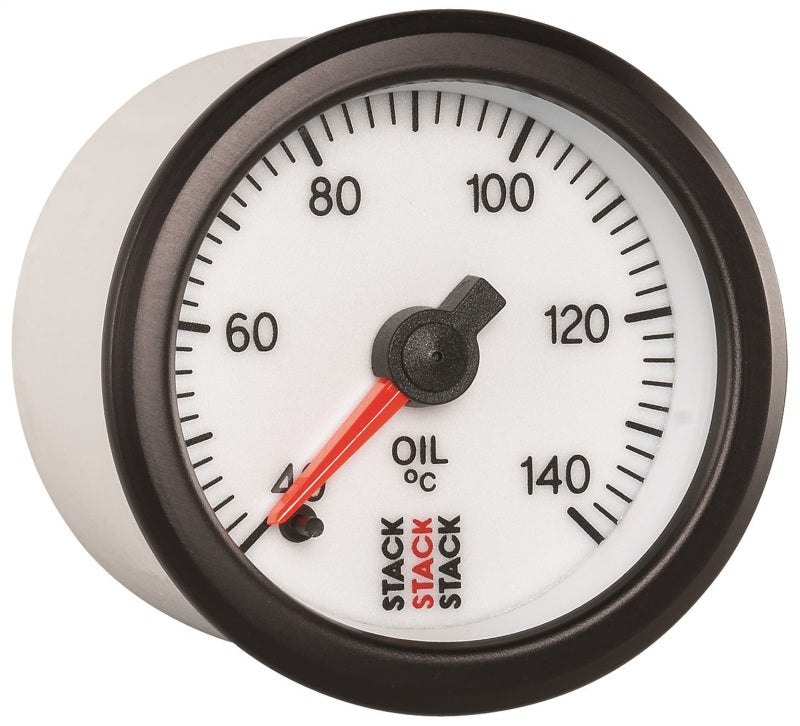 Autometer Stack 52mm 40-140 Deg C 1/8in NPTF Male Pro Stepper Motor Oil Temp Gauge - White