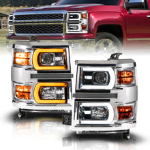 Load image into Gallery viewer, Anzo 14-15 Chevy Silverado 1500 Chrome Dual Switchback+Sequential LED Tube Sq. Projector Headlights