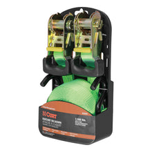 Load image into Gallery viewer, Curt 16ft Lime Green Cargo Straps w/S-Hooks (1100lbs 2-Pack)