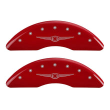 Load image into Gallery viewer, MGP 4 Caliper Covers Engraved Front &amp; Rear Style 1/Chrysler Wing Red finish silver ch