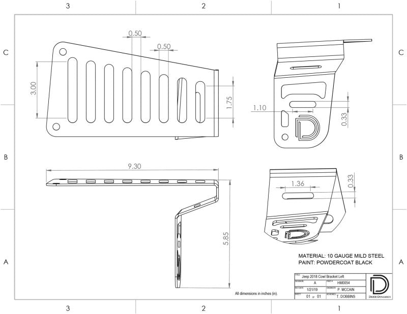 Diode Dynamics 18-21 Jeep JL Wrangler/Gladiator SS3 Cowl LED Bracket Kit - White Pro