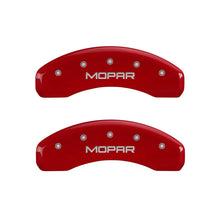 Load image into Gallery viewer, MGP 4 Caliper Covers Engraved Front &amp; Rear MOPAR Yellow finish black ch