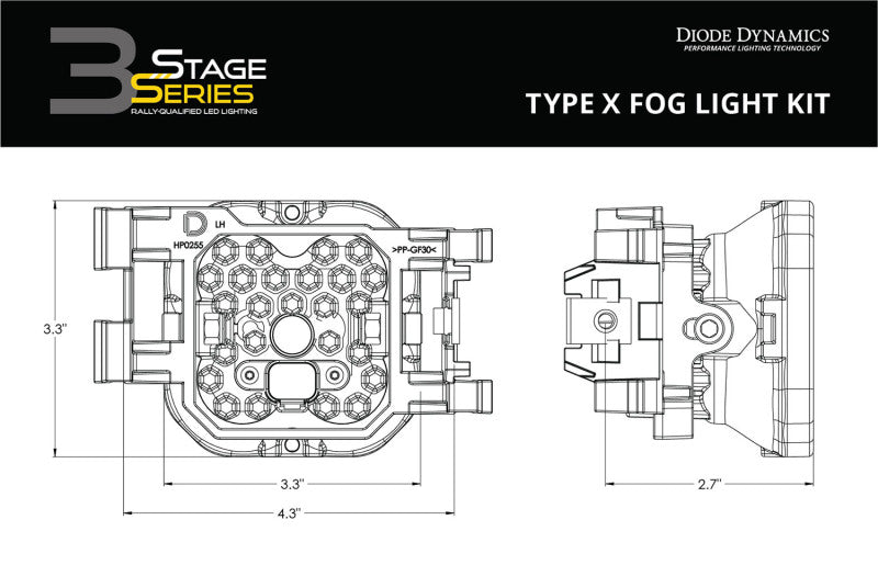 Diode Dynamics SS3 Sport Type X Kit ABL - Yellow SAE Fog