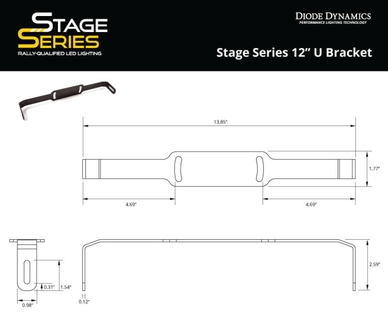 Diode Dynamics Stage Series 12 In U Bracket (Single)