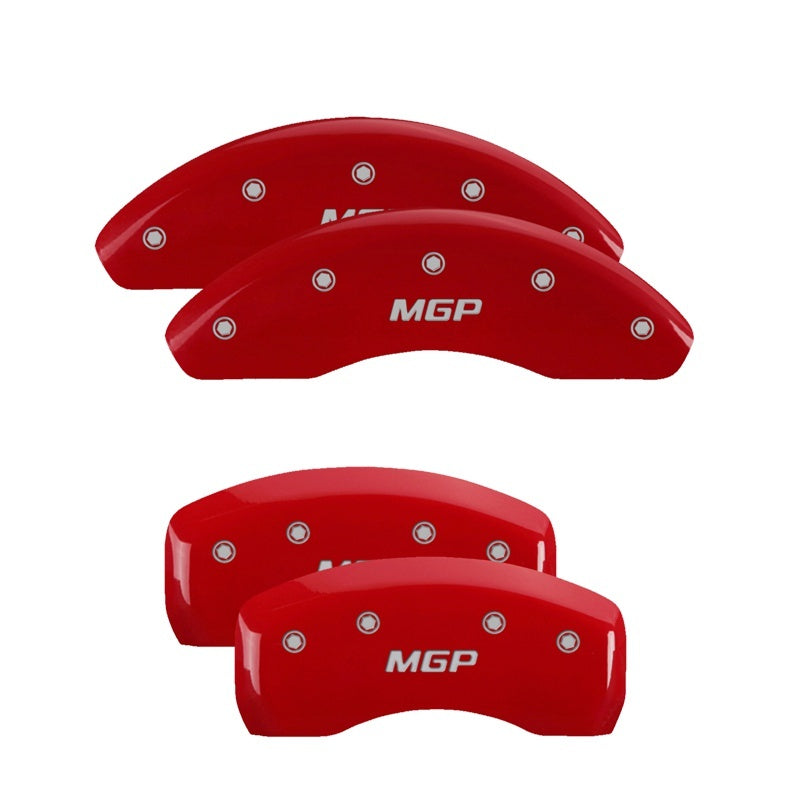 MGP Front set 2 Caliper Covers Engraved Front Oval logo/Ford Red finish silver ch