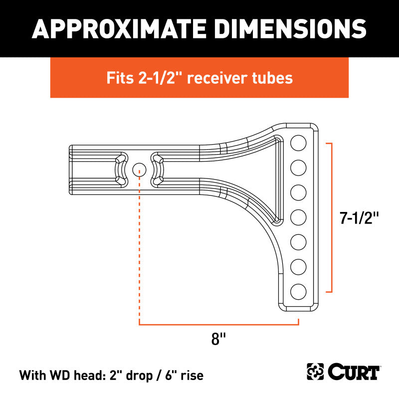 Curt Weight Distribution Shank (2-1/2in Shank 2in Drop 6in Rise)