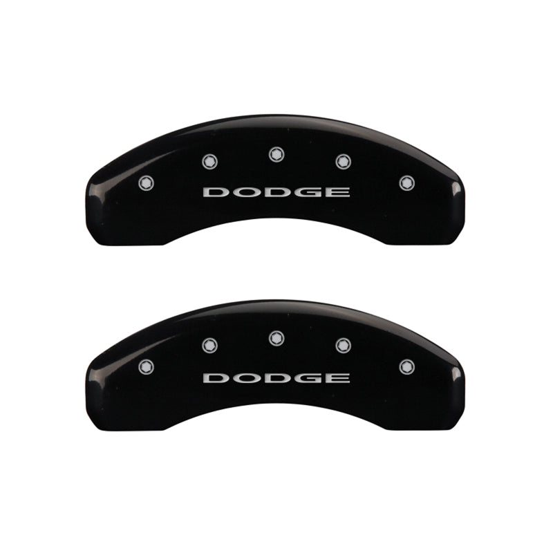 MGP 4 Caliper Covers Engraved Front & Rear With out stripes/Dodge Black finish silver ch