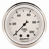 AutoMeter Gauge Oil Press 2-1/16in. 100PSI Mech Old Tyme White