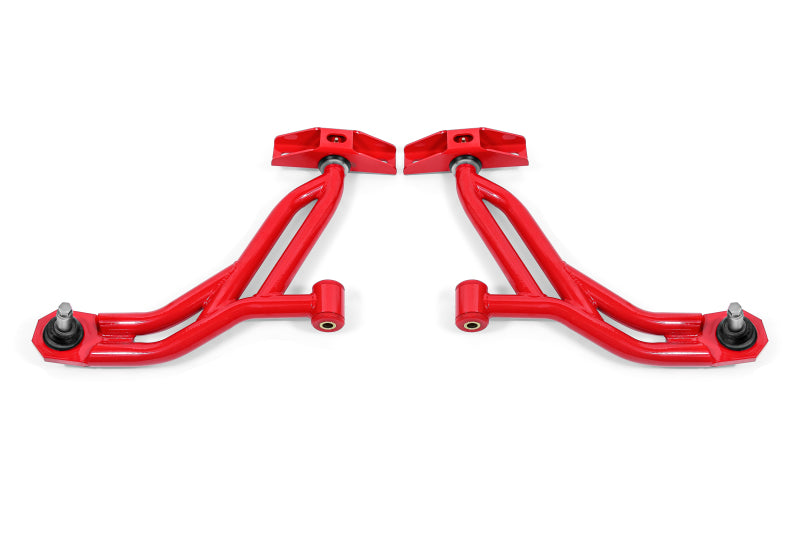 BMR 10-14 Ford Mustang Non-Adj. Lower A-Arms Delrin/Rod End w/ 19mm Tall Ball Joint - Red - GTR Auto